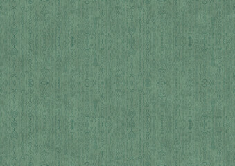 Hand-drawn unique abstract symmetrical seamless ornament. Dark semi transparent green on a light cold green background color. Paper texture. A4. (pattern: p14b)