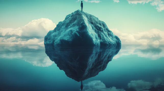 Virtual mental health coaching sessions providing personalized strategies and support for individual growth, mental health, coaching sessions, hd, with copy space. Resilience - Iceberg. Illustration