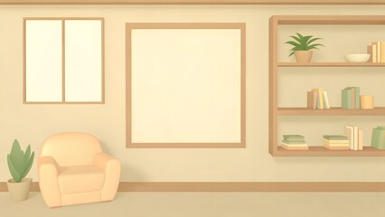 Fototapeta premium Beige home living room interior with armchair