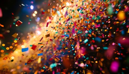 Colorful confetti explosion, night event