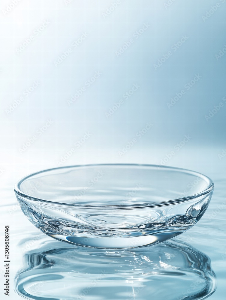 Aufkleber Clear glass dish on water surface reflecting soft light in a serene atmosphere. Generative AI