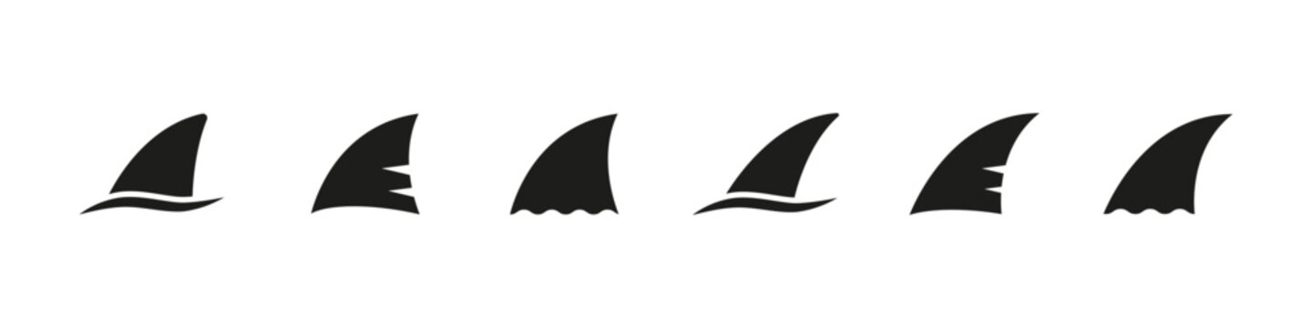 Shark fin sign. Shark tail icon. Sharky attack  icon vector set.