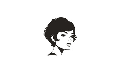 Girl with short hair logo design