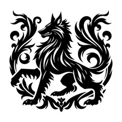 Fototapeta premium Silhouette Majestic Wolf Heraldry vector Designs