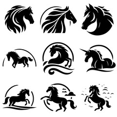 Horse Silhouettes Logos set