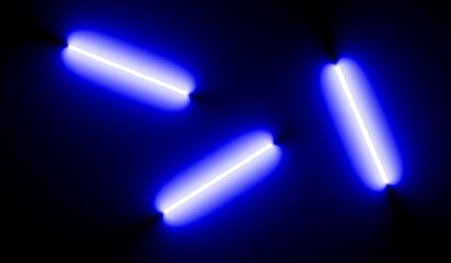 neon blue lines on the black background. 3d render