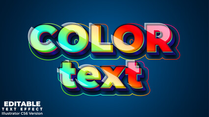 Color text trendy colourful bold style editable 3d vector text effect