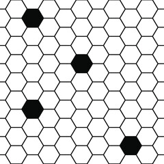Seamless vector pattern empty honeycomb with filled and empty cells textile wallpaper fabric 