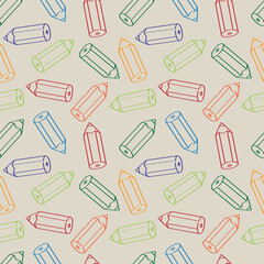 School pensil seamless pattern. Hand drawn illustration