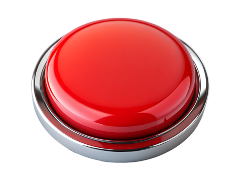 3d blank red round button for website isolated on white background as transparent. PNG. AI GENERATED