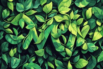 Fototapeta premium Lush green foliage and leafy vines intertwined in a natural design