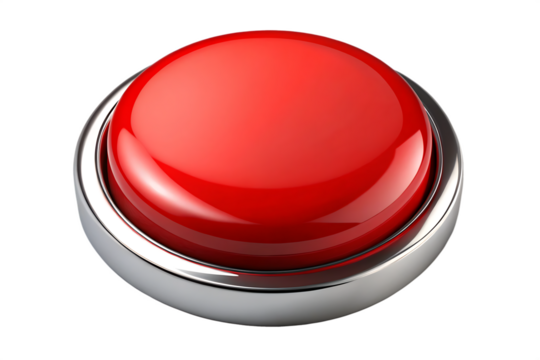 3d blank red round button for website isolated on white background as transparent. PNG. AI GENERATED