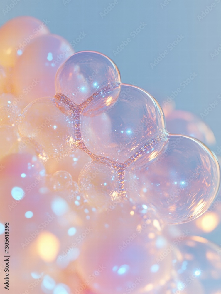 Poster colorful soap bubbles floating in the air create a dreamy atmosphere with soft pastel hues. generati