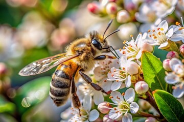 Munich Spring Bloom: Bee Pollinating Bush Flower