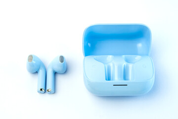 Stylish blue wireless earbuds with a matching charging case. Ergonomic fit, lightweight, and perfect for music, calls, gaming, and workouts with high-quality sound and noise isolation.