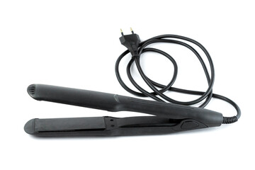 Professional black hair straightener with ceramic plates for smooth and sleek hair. Features fast heating, ergonomic grip, and a swivel cord for easy styling at home or in salons.