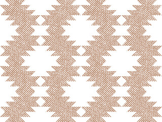 Textured beige burlap white Aztec diamonds seamless pattern, Southwestern timeless tribal geometrics with textured background.