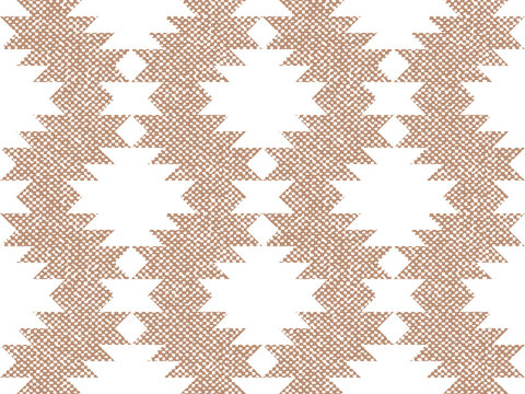 Textured beige burlap white Aztec diamonds seamless pattern, Southwestern timeless tribal geometrics with textured background.