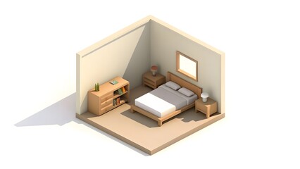 Minimalist bedroom with wooden furniture