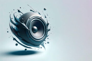 Loud speaker with bursts of sound. Space for text.
