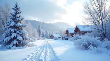 winter wonderland snow landscape, silence and serenity of trees