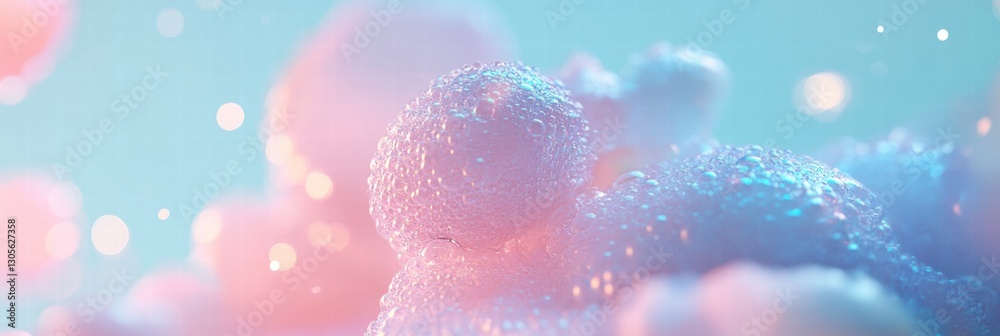 Aufkleber Textured bubbles create an abstract composition with soft colors and sparkling details in a dreamy atmosphere. Generative AI