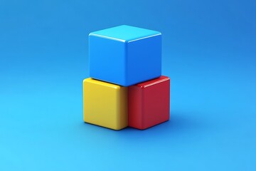 Obraz premium Blue background, stacked colorful cubes