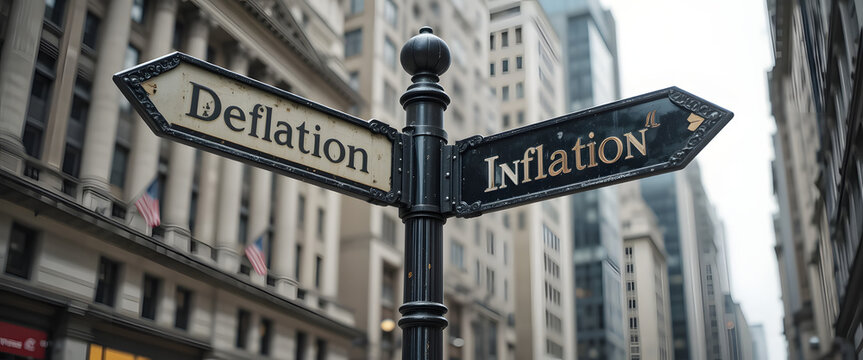 Financial Market Uncertainty: Vintage Signpost at an Urban Intersection - Powered by Adobe