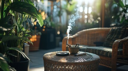 Tranquil Outdoor Scene With Incense Burning