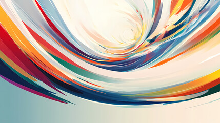Whirlwind of abstract colors and lines on a dynamic background, conveying a sense of movement and spontaneity panorama. Movement - River. Illustration