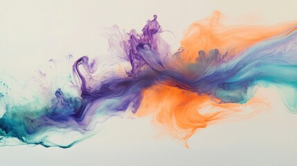 Abstract Ink Flowing on White Background