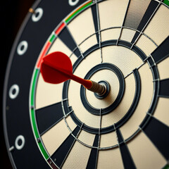 Primer plano dardo en el centro de una diana