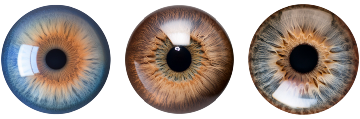 Set of eyes on transparent background