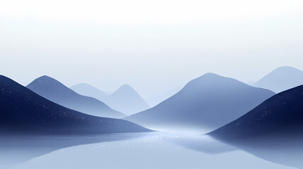 Fototapeta premium A misty blue gradient with sparkling particles creating a serene effect. Movement - River. Illustration