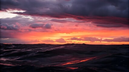 Sunset stormy sea