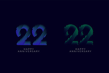 Dioagonal Line Stripes Speed Gradient Colorful 22th, 22th Happy Anniversary with diagonal Line movement,Tech, Line pattern concept.