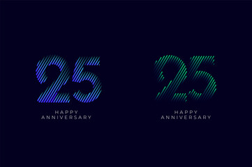 Dioagonal Line Stripes Speed Gradient Colorful 25th, 25th Happy Anniversary with diagonal Line movement,Tech, Line pattern concept.