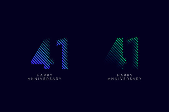 Dioagonal Line Stripes Speed Gradient Colorful 41th, 41th Happy Anniversary with diagonal Line movement,Tech, Line pattern concept.