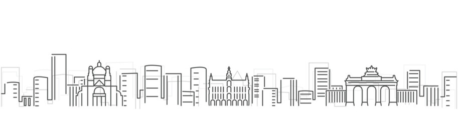 Brussels Simple Dark Lines Skyline on White Background