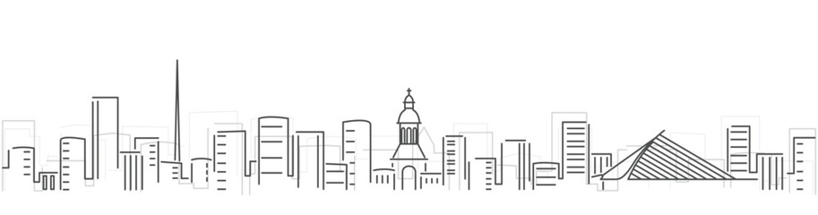 Fototapeta premium Dublin Simple Dark Lines Skyline on White Background