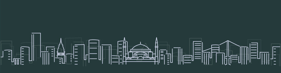 Istanbul Simple Lines Skyline on Dark Background
