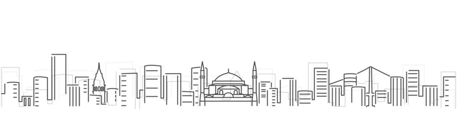 Istanbul Simple Dark Lines Skyline on White Background