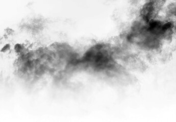 black smoke or fog isolated on white background.