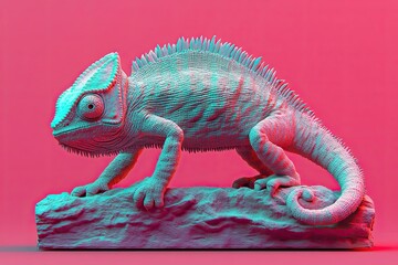 Obraz premium a softly colored chameleon set against a pastel background, made with e tools