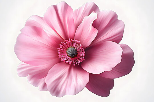 Pink flower blomming isolated on transparency background. Generative Ai