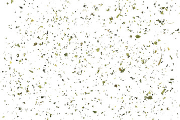 Dry cut, chopped nettle pile, tea flying isolated on white background