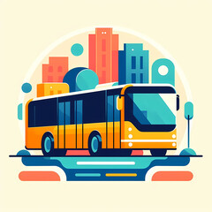  Flat vector illustration of a bus, clean and modern.