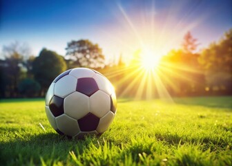 Fototapeta premium Soccer Ball on Lush Green Grass: Perfect Summer Sports Background