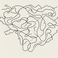 Fototapeta premium One-line drawing of a map with winding routes.