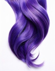 Vibrant purple hair strands with smooth waves on a white background